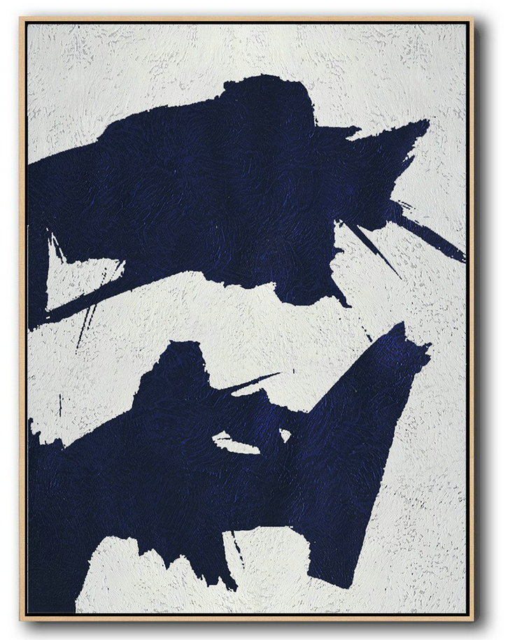 Extra Large Abstract Painting On Canvas,Buy Hand Painted Navy Blue Abstract Painting Online,Modern Paintings